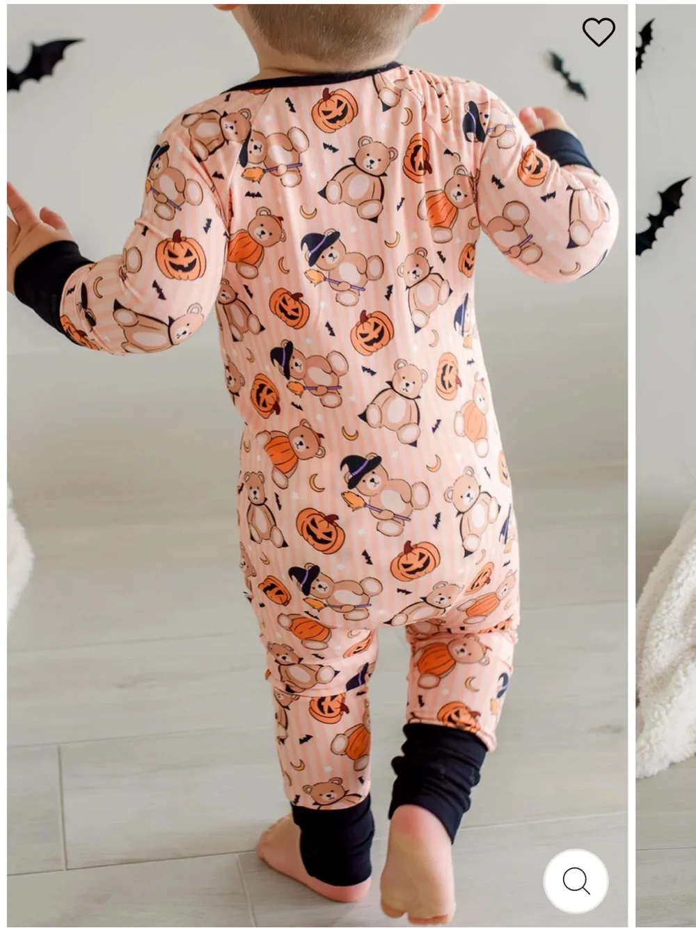Caden Lane Halloween Beary Scary Bamboo Convertible Zip Romper Pajama NWT